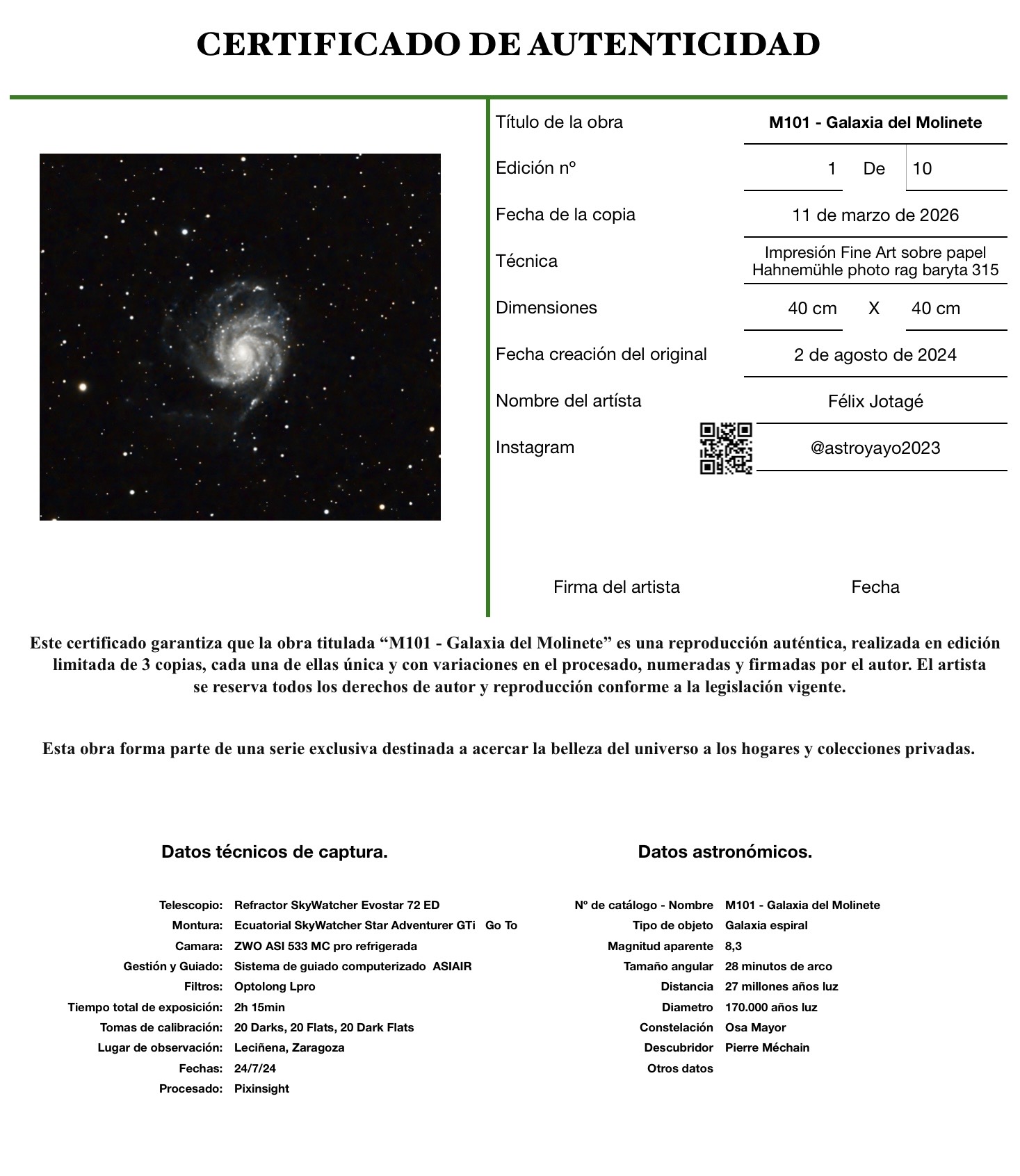 M 101 · La Galaxia del Molinete - Imagen 3